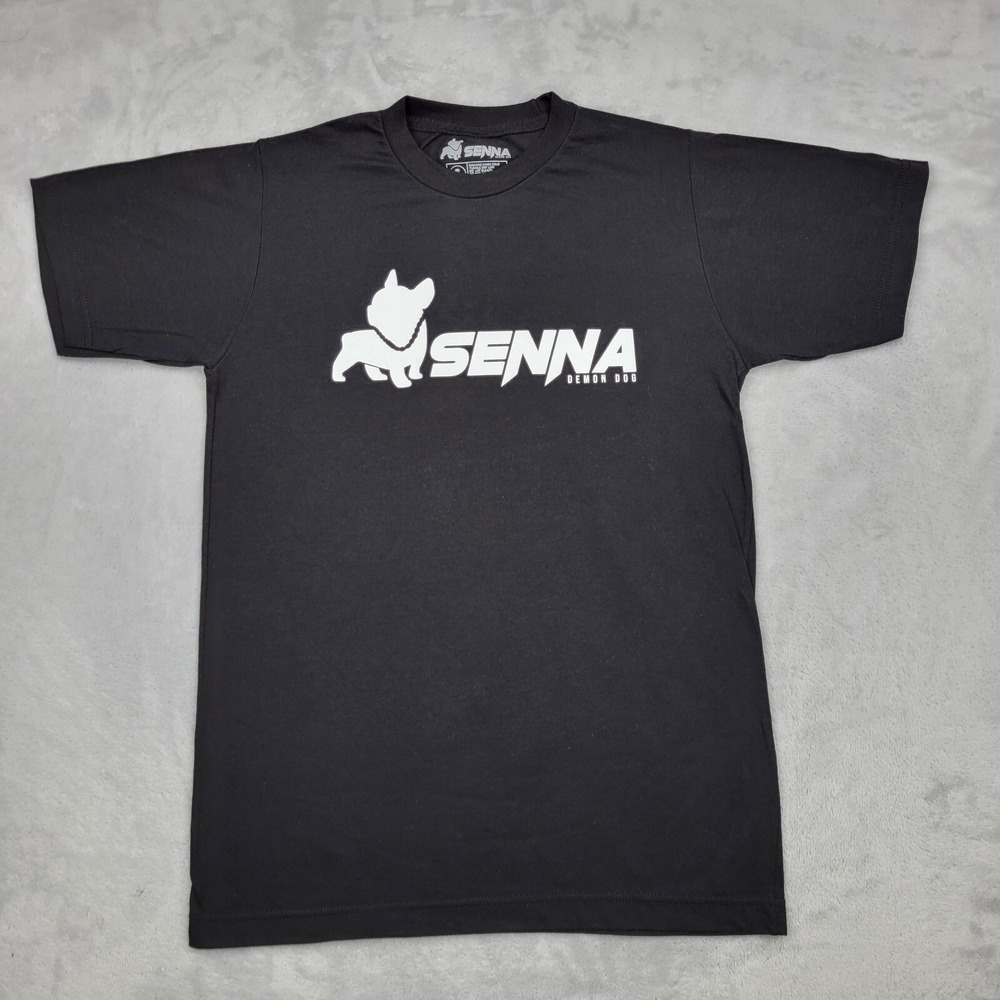 Senna Shirt Mens Small Crewneck Demon‎ Dog Graphic Logo Short Sleeve Black Adult